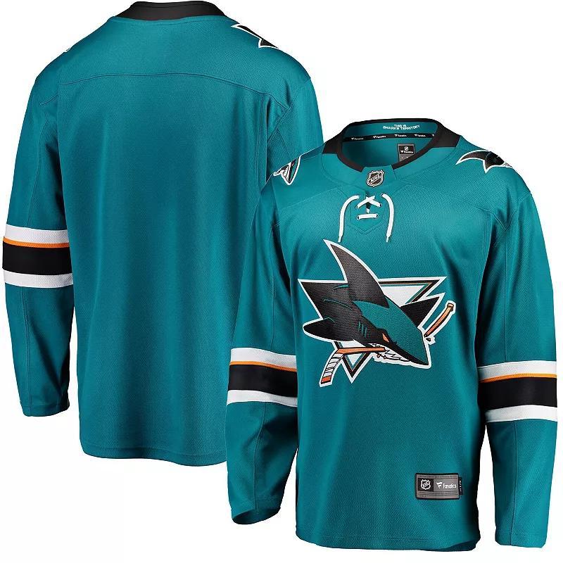 Men's Fanatics Branded Teal San Jose Sharks Breakaway Home Jersey Product Image