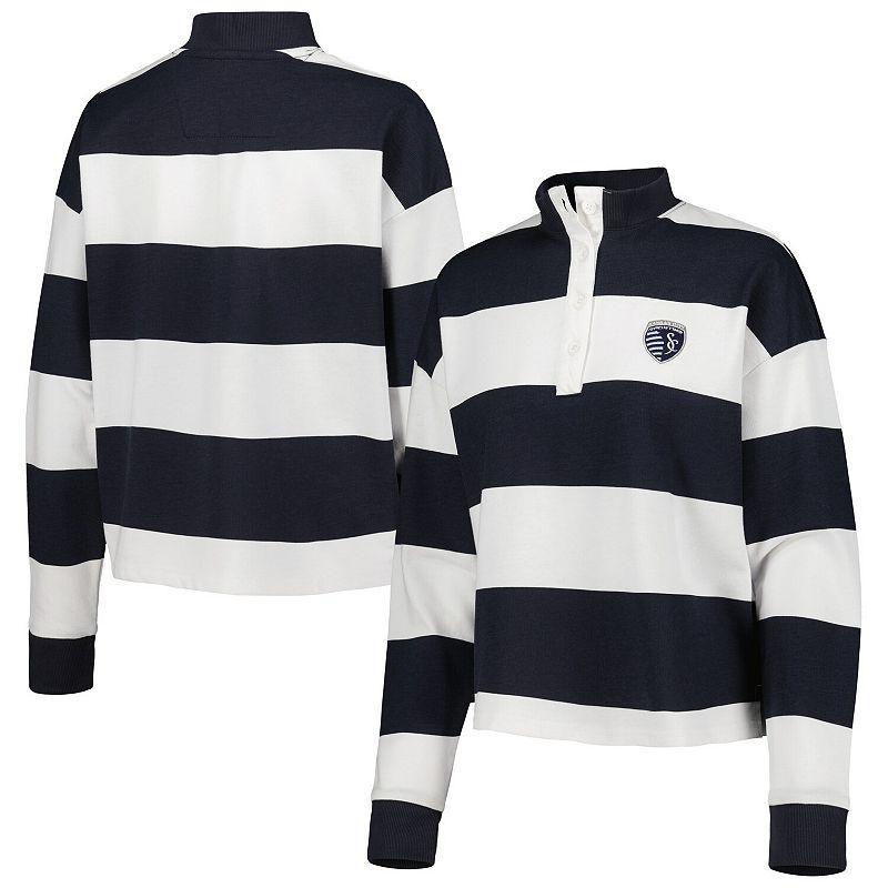 Womens Antigua Sporting Kansas City Radical Rugby Stripe Long Sleeve T-Shirt Product Image