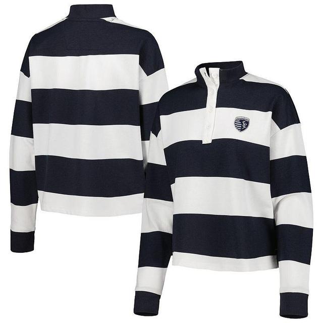 Womens Antigua  White Sporting Kansas City Radical Rugby Stripe Long Sleeve T-Shirt Product Image