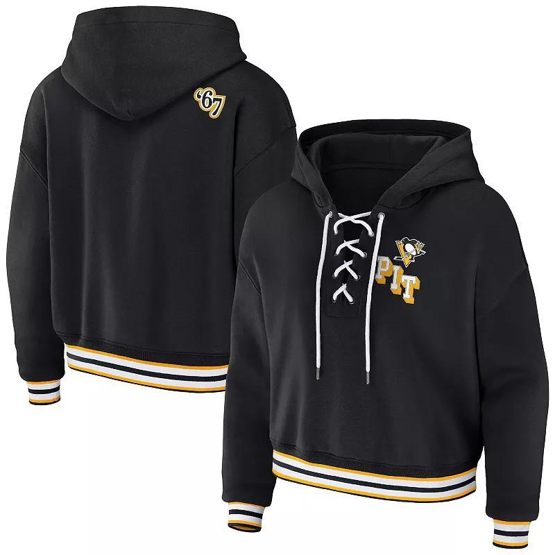 Womens WEAR by Erin Andrews Pittsburgh Penguins Lace-Up Pullover Hoodie product image