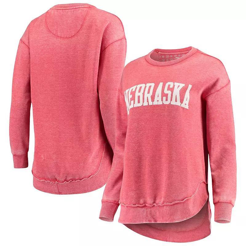 Womens Scarlet Nebraska Huskers Vintage-Like Wash Pullover Sweatshirt Product Image