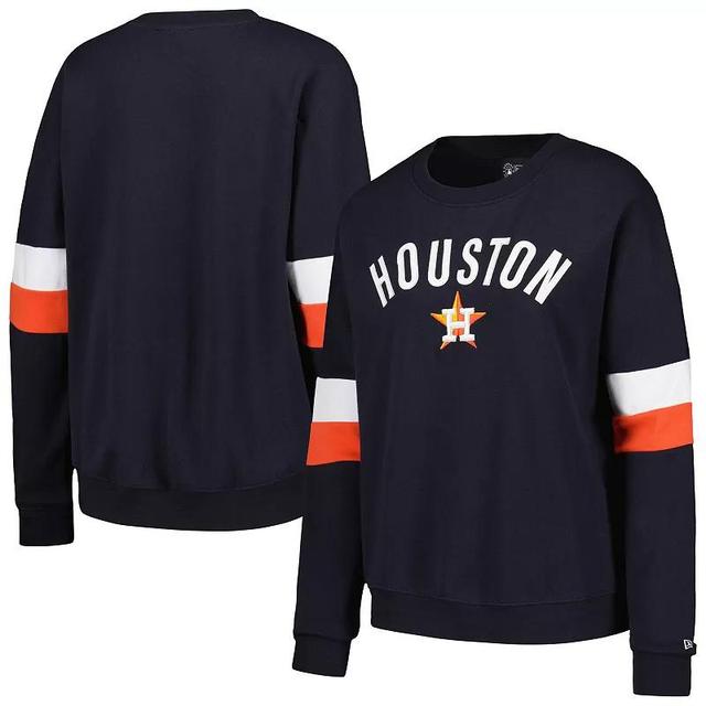 Womens New Era Houston Astros Game Day Crew Pullover Sweatshirt Blue Product Image