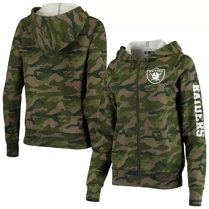 Womens New Era Camo Las Vegas Raiders Raglan Full-Zip Hoodie Product Image