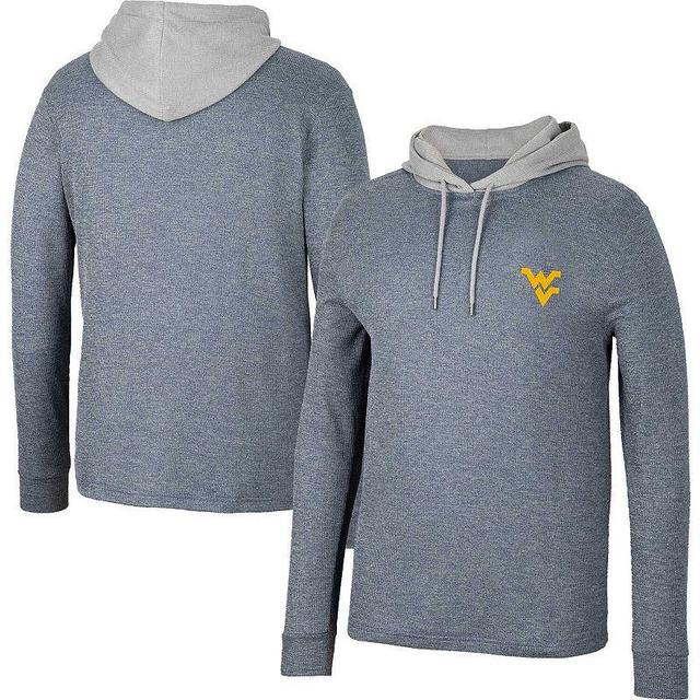 Mens Colosseum West Virginia Mountaineers Ballot Waffle-Knit Thermal Long Sleeve Hoodie T-Shirt Blue Product Image