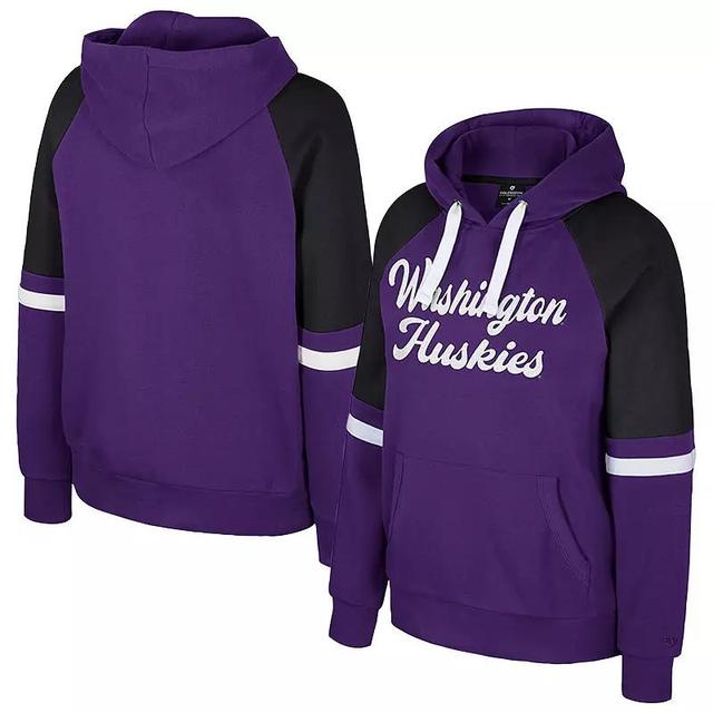 Womens Colosseum Washington Huskies Oversized Colorblock Pullover Hoodie Product Image