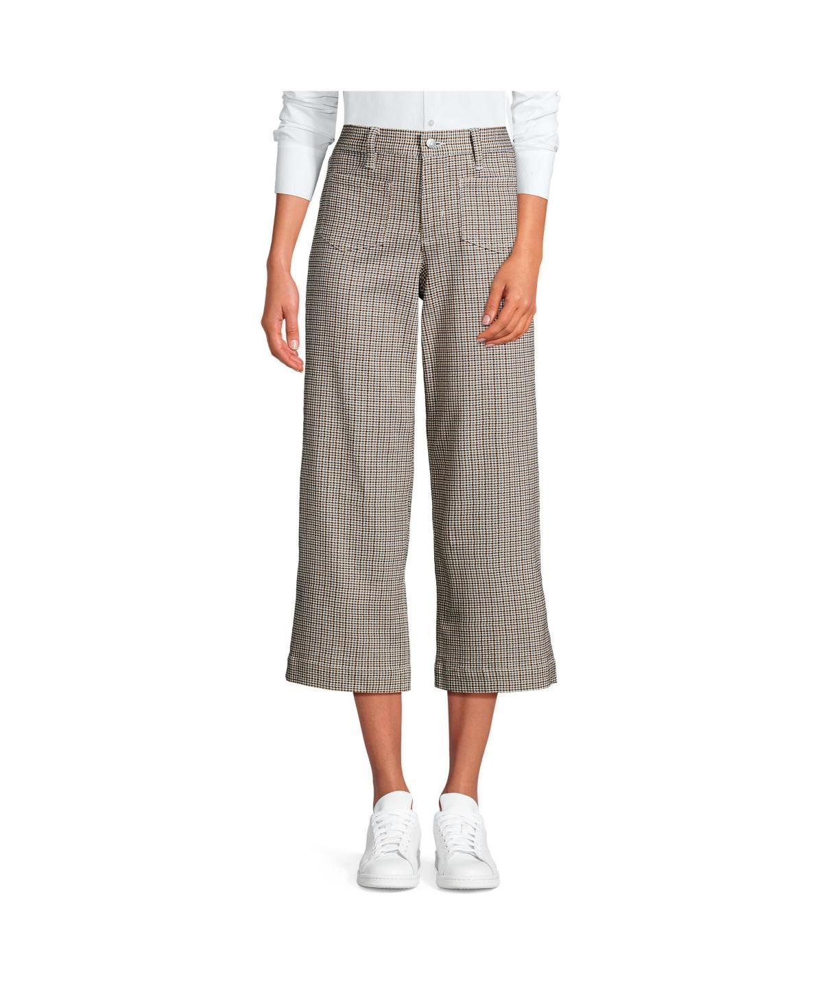 Womens Lands End High-Rise Wide Leg Crop Pants Red Houndsto product image