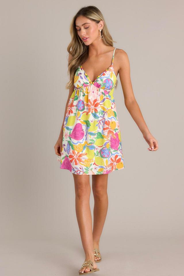 Spring Fling Ivory Multi Floral Mini Dress Product Image