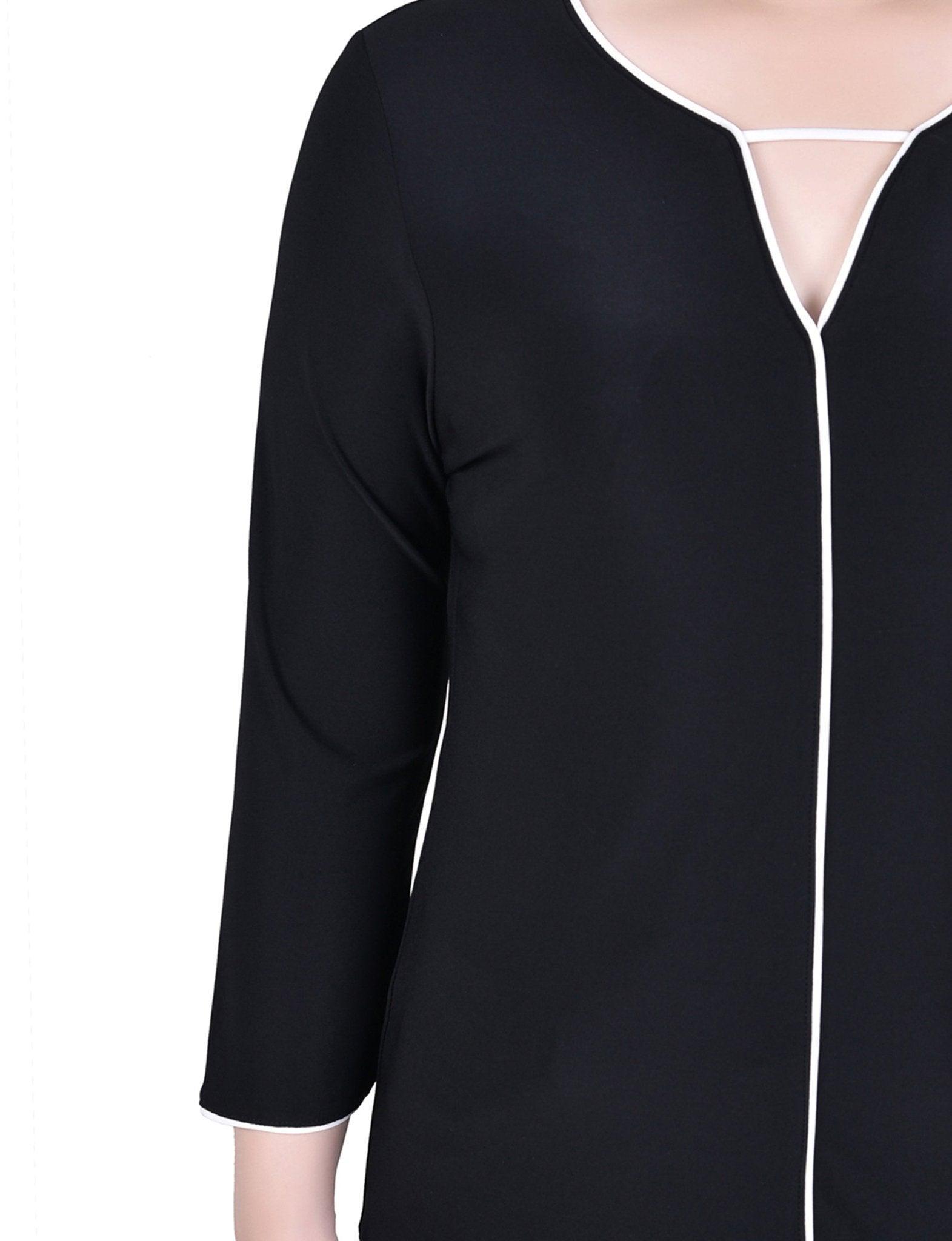 3/4 Sleeve Length Piped Top - Petite Product Image