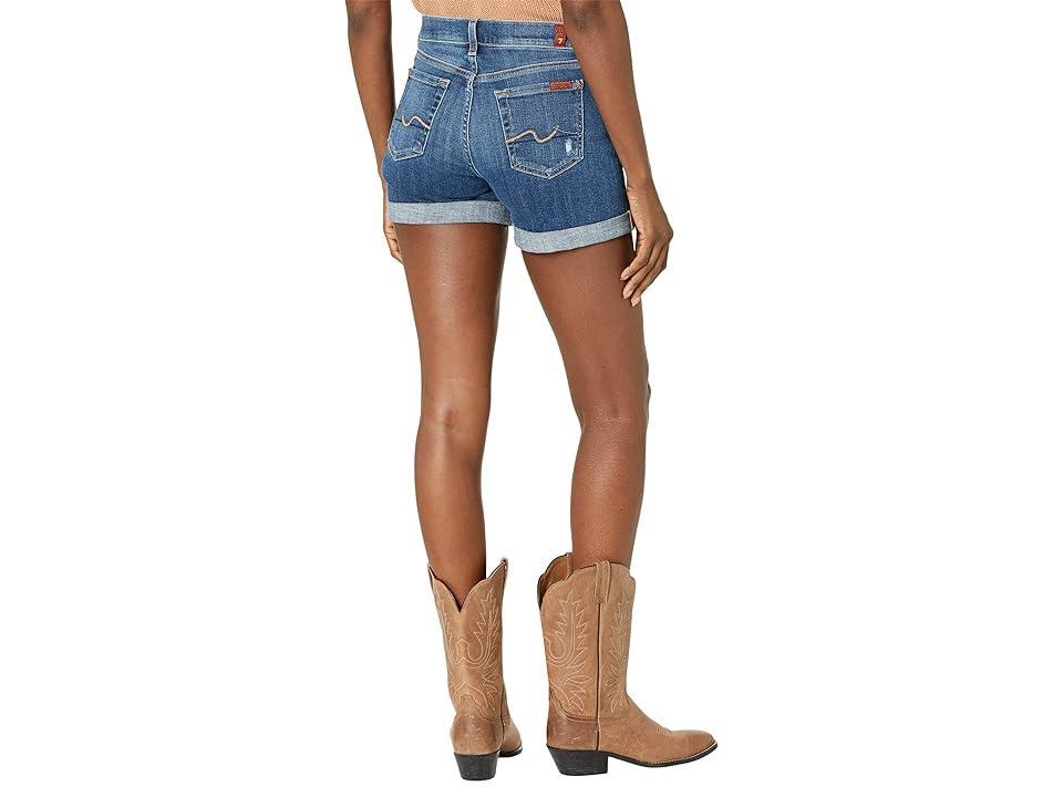 7 For All Mankind Mid Roll Shorts in Broken Twill Vanity (Broken Twill Vanity) Women's Shorts Product Image