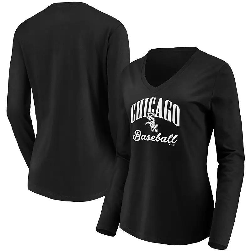 Womens Fanatics Branded Chicago White Sox Official Logo Long Sleeve V-Neck T-Shirt Product Image