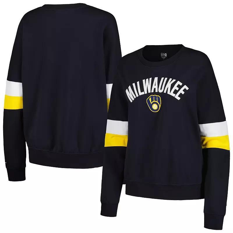 Womens New Era Milwaukee Brewers Game Day Crew Pullover Sweatshirt Blue Product Image