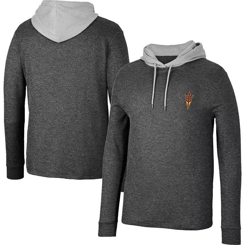 Mens Colosseum Virginia Tech Hokies Ballot Waffle-Knit Thermal Long Sleeve Hoodie T-Shirt Product Image