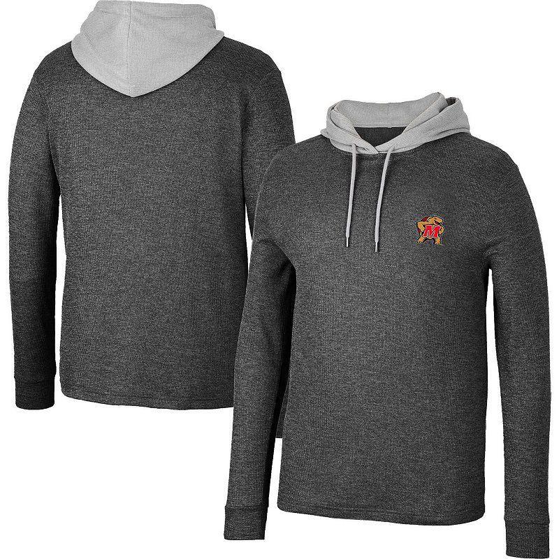 Mens Colosseum Black Louisville Cardinals Ballot Waffle-Knit Thermal Long Sleeve Hoodie T-Shirt Product Image