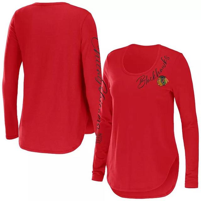 Womens WEAR by Erin Andrews Chicago Blackhawks Plus Size Scoop Neck Long Sleeve T-Shirt Product Image