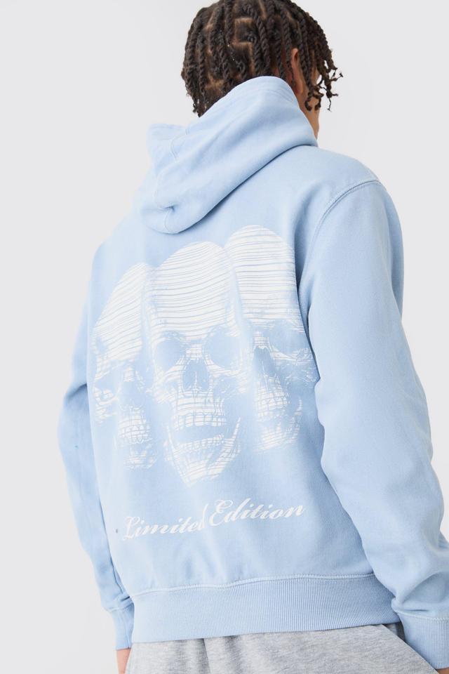 Mens Blue Skull Graphic Hoodie, Blue Product Image