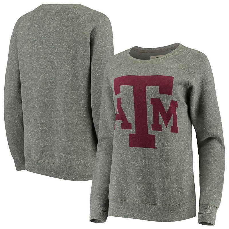 Womens Pressbox Heathered Gray Texas A&M Aggies Big Team Logo Knobi Fleece Tri-Blend Crew Neck Sweatshirt Product Image