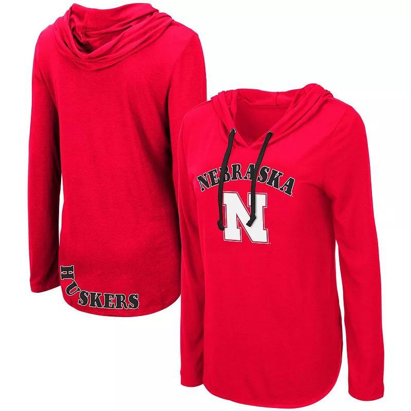 Womens Colosseum Scarlet Nebraska Huskers My Lover Lightweight Hooded Long Sleeve T-Shirt Product Image