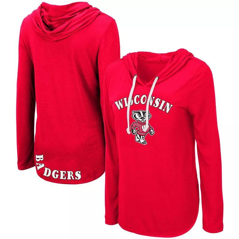 Womens Colosseum Wisconsin Badgers My Lover Lightweight Hooded Long Sleeve T-Shirt Product Image