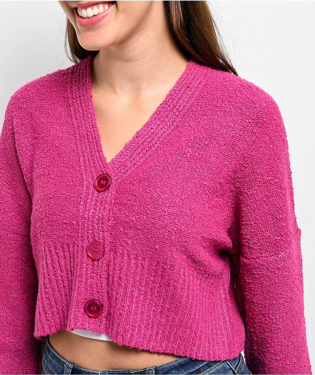 Love Knits NYC Pink Crop Cardigan Product Image