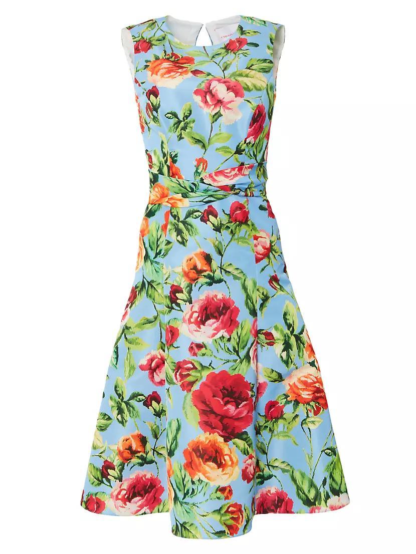 Floral Twisted Waist Fit-&-Flare Dress Product Image