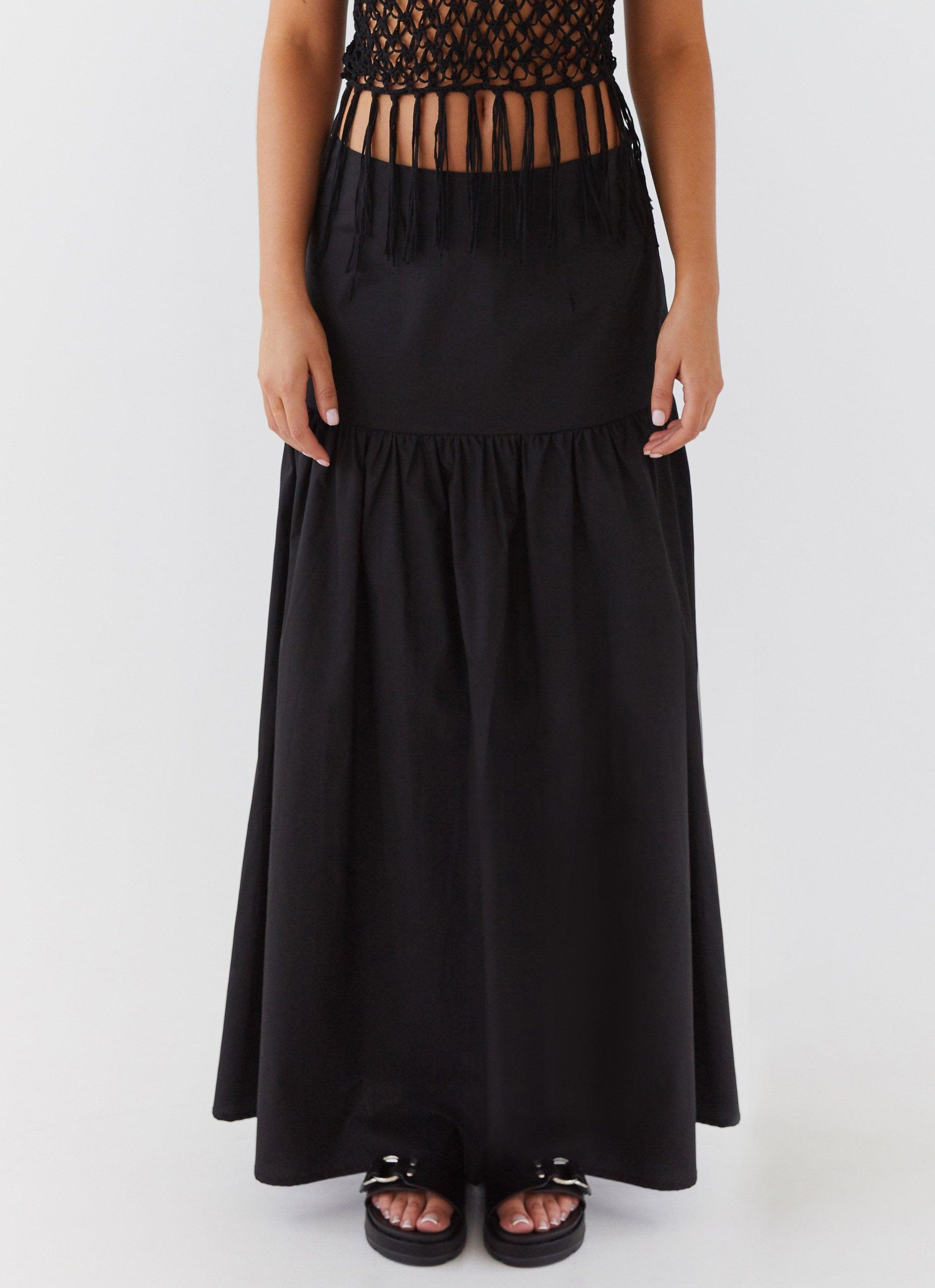 Dreamcatcher Tiered Maxi Skirt - Black Product Image