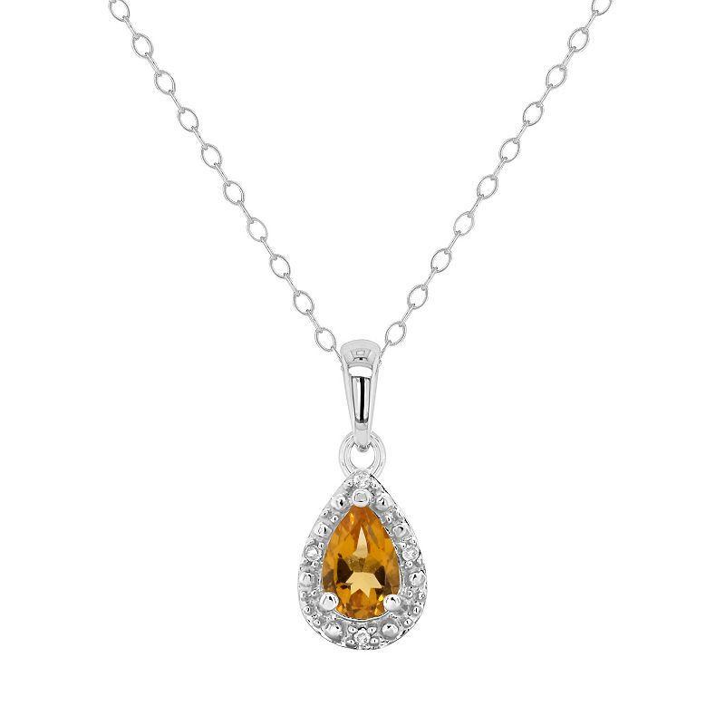 Gemstone and Diamond Accent Pendant Necklace in Sterling Silver Product Image