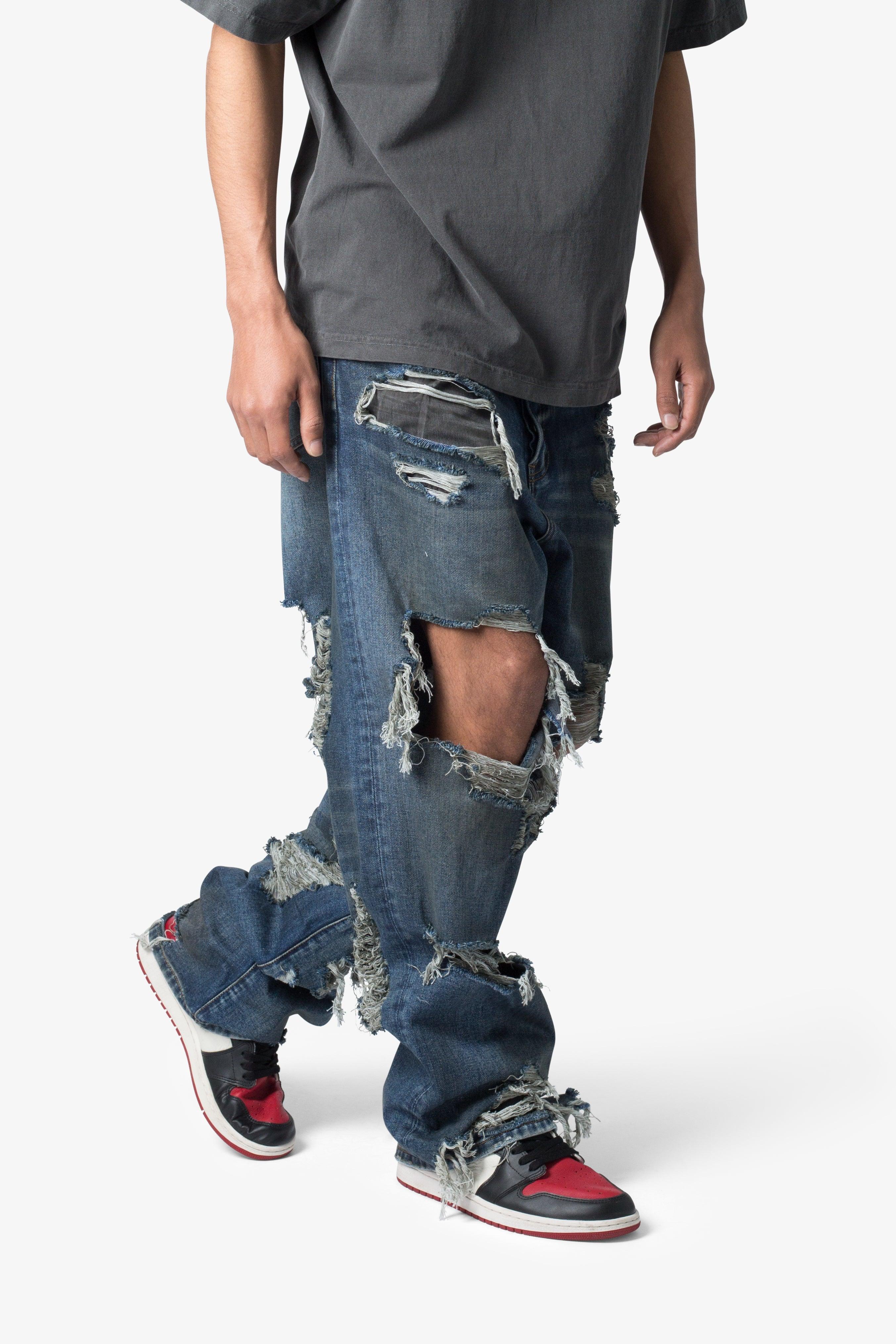 Ultra Baggy Decimated Denim - Blue Product Image