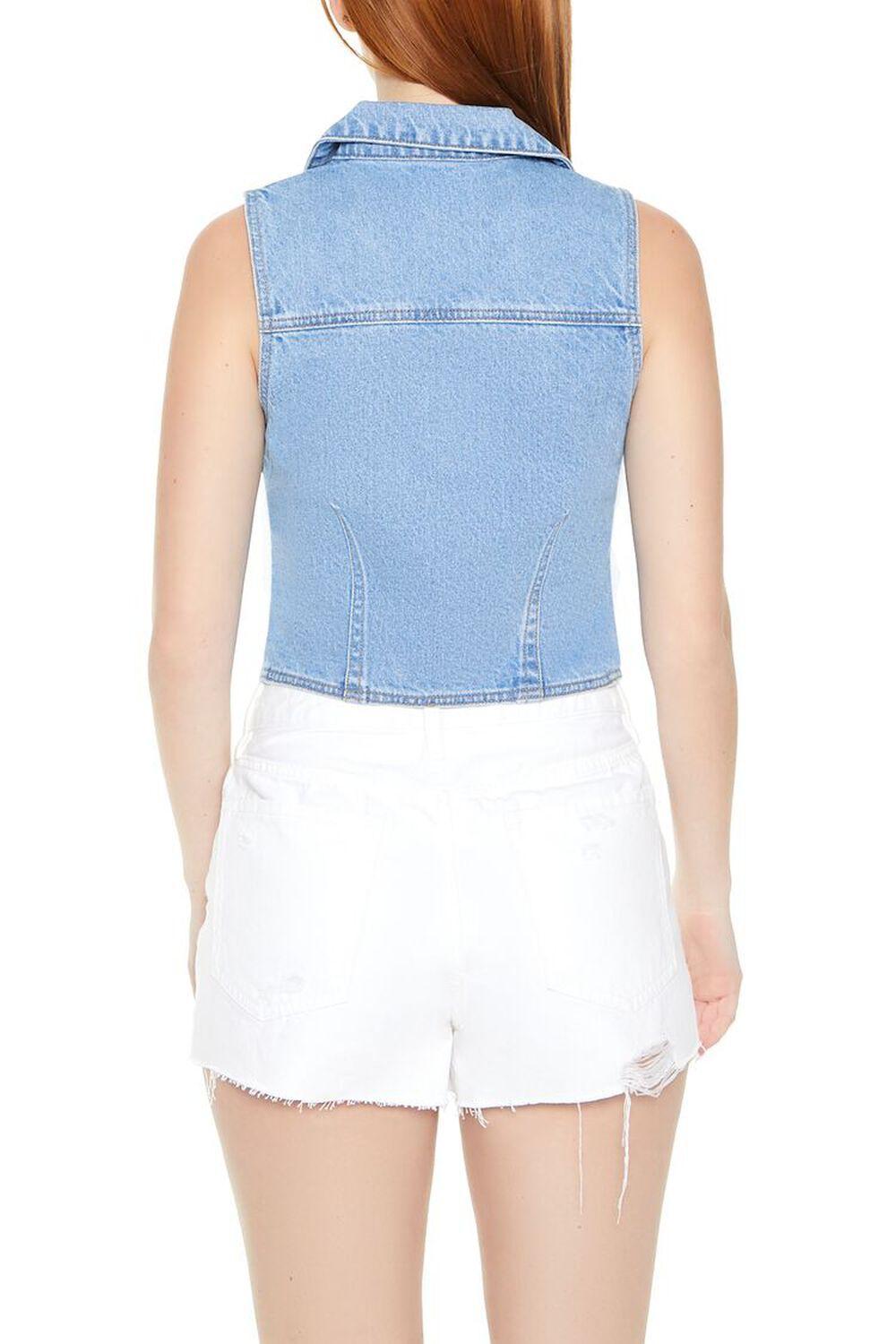 Sleeveless Denim Zip-Up Crop Top | Forever 21 Product Image