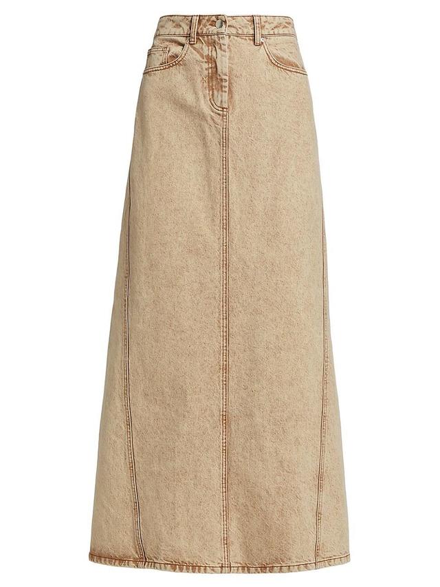 Womens Washed Denim Maxi Skirt Product Image