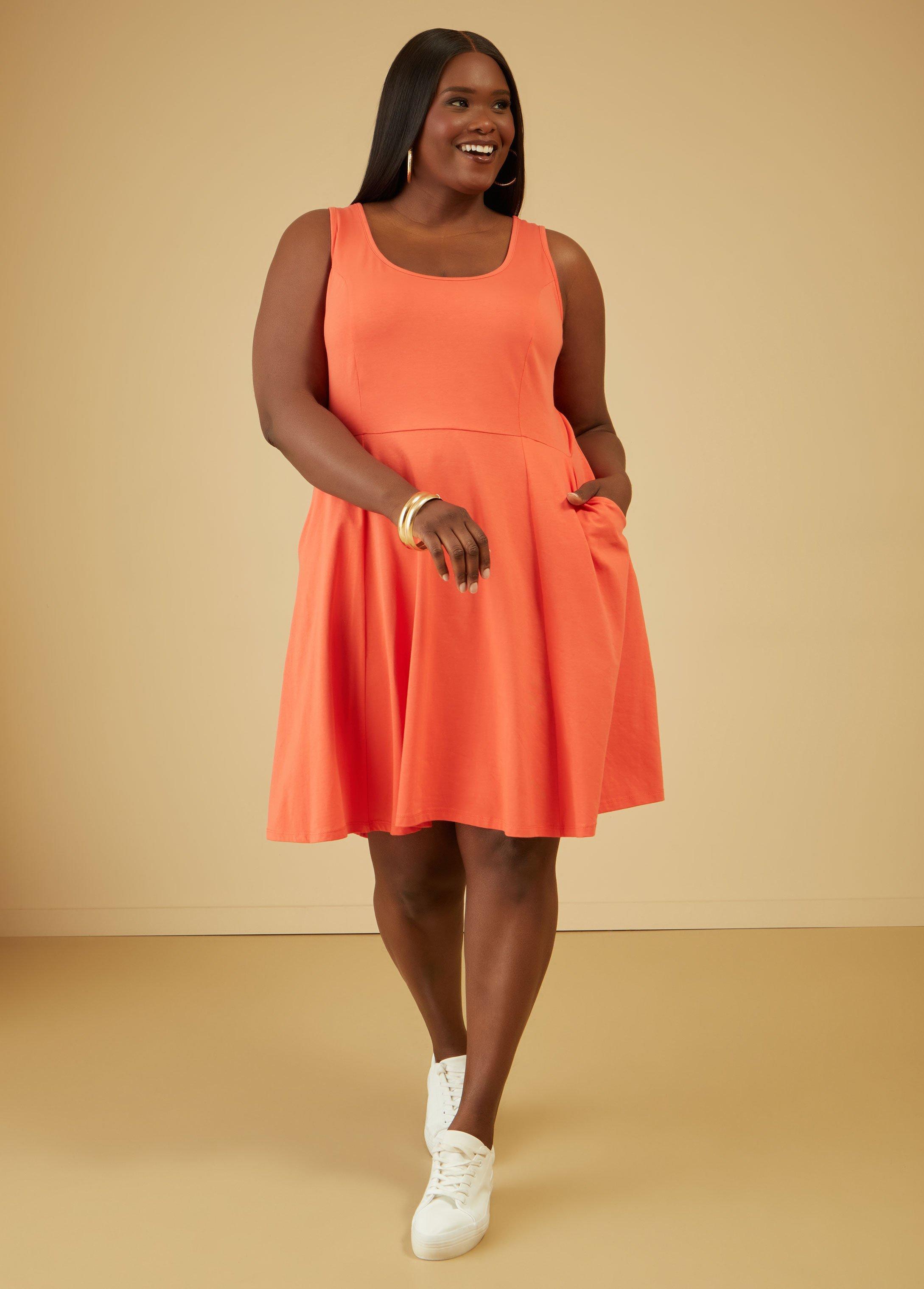 Plus Size Jersey A Line Tank Dress, - Ashley Stewart Product Image