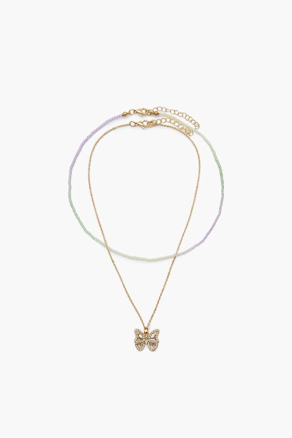 Butterfly & Bead Necklace Set | Forever 21 Product Image