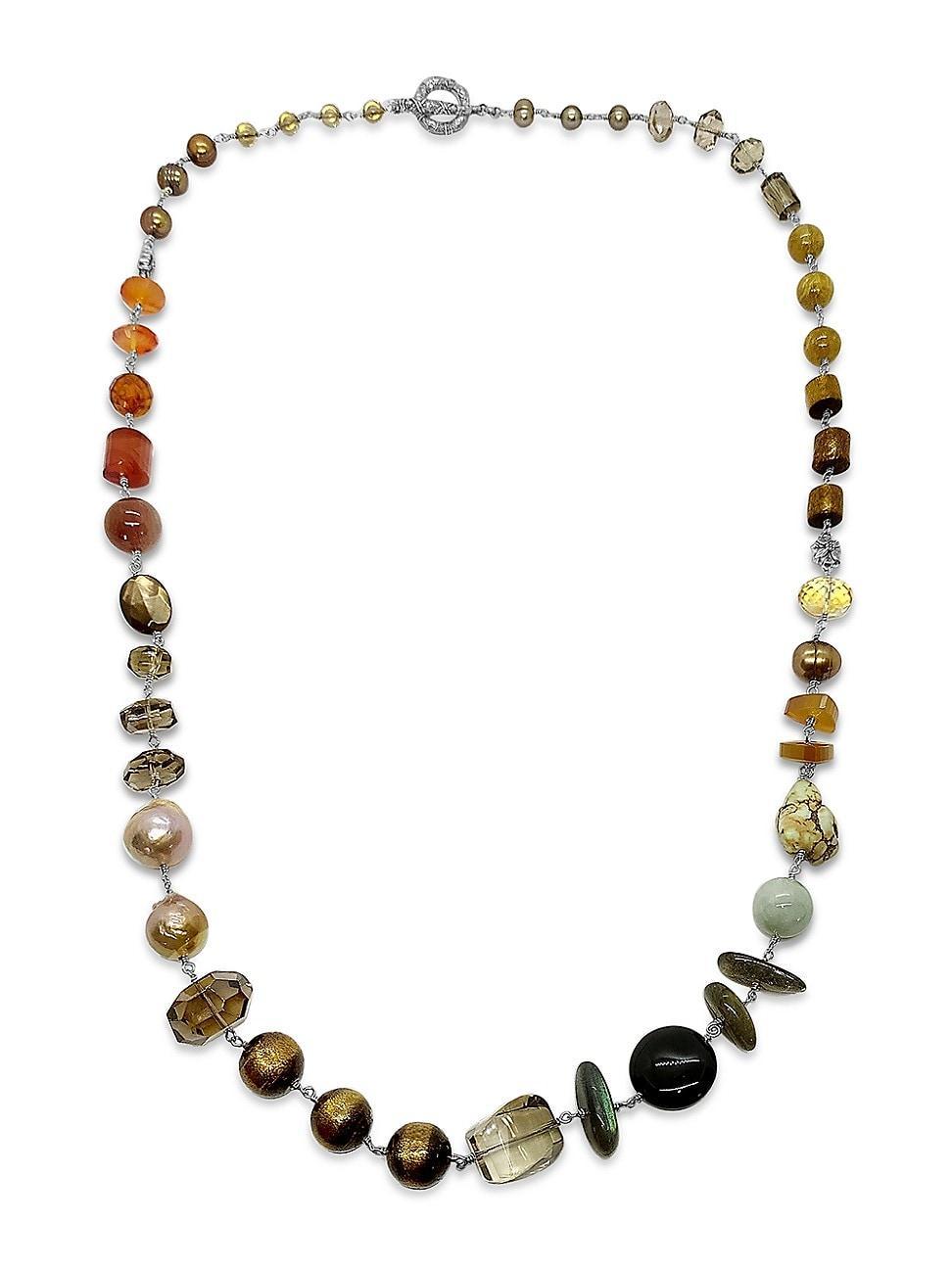 Womens Terraquatic Sterling Silver, Pearls & Multi-Gemstone Long Necklace Product Image