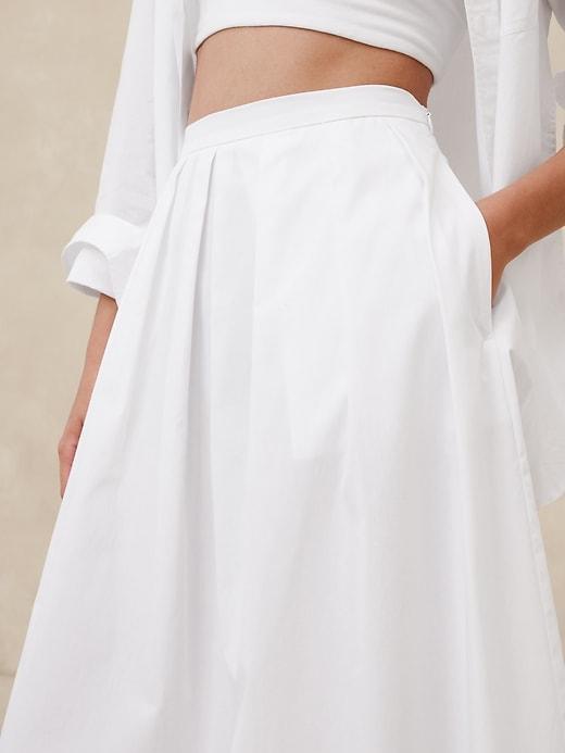 Poplin Pleated Midi Skirt Product Image