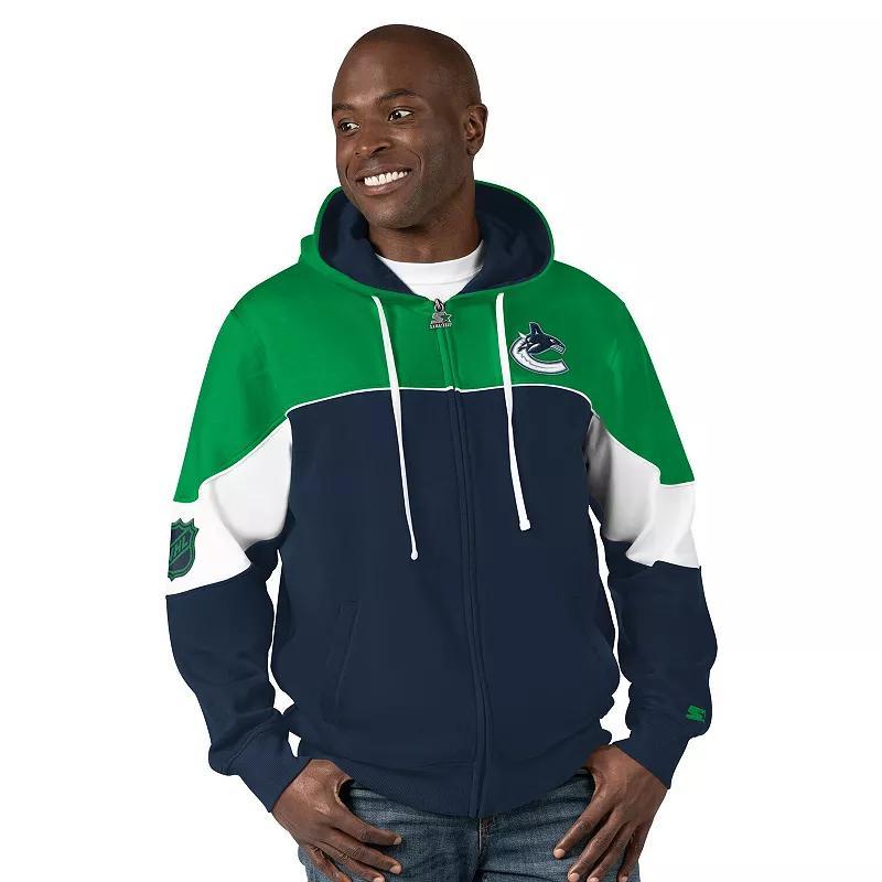 Mens Starter Navy/Green Vancouver Canucks Power Forward Full-Zip Hoodie Cnk Blue Product Image