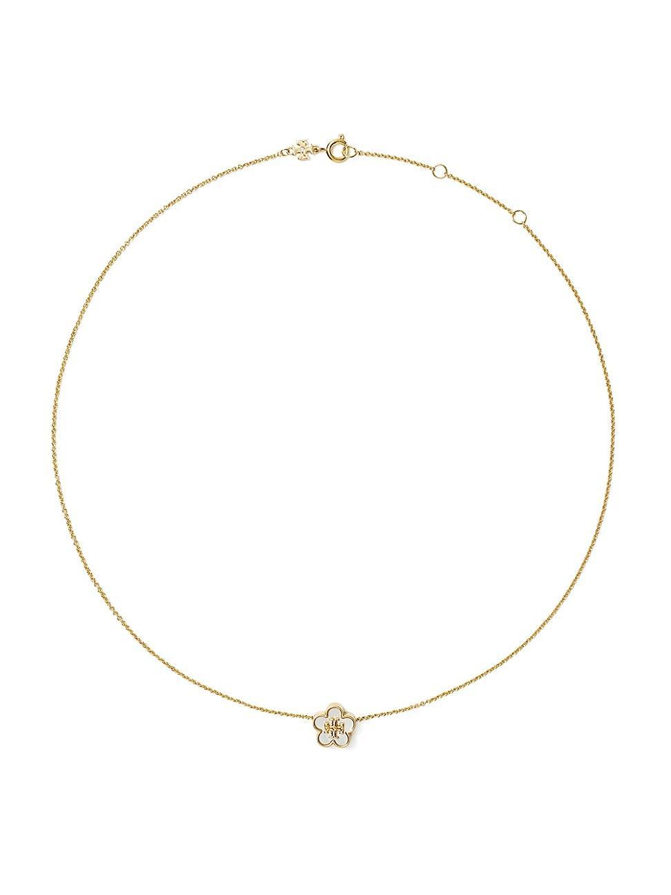 Tory Burch Kira Mother-of-Pearl Flower Pendant Necklace Product Image