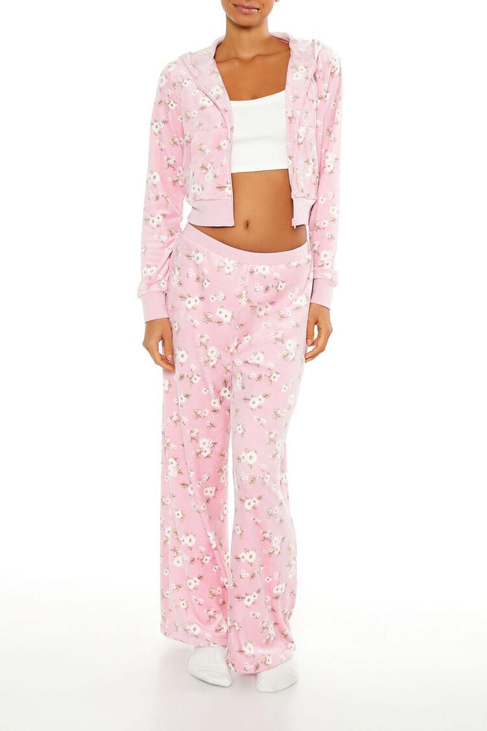 Floral Pajama Zip-Up Hoodie | Forever 21 Product Image