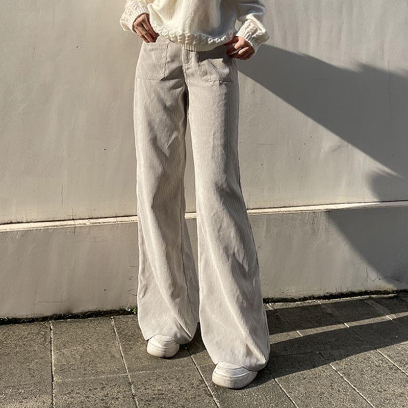 High Rise Corduroy Wide Leg Pants Product Image