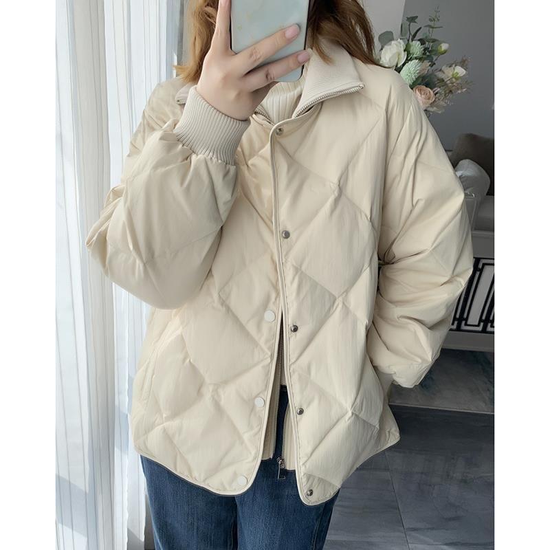 Plain Quilted Single-Breasted Puffer Jacket Product Image