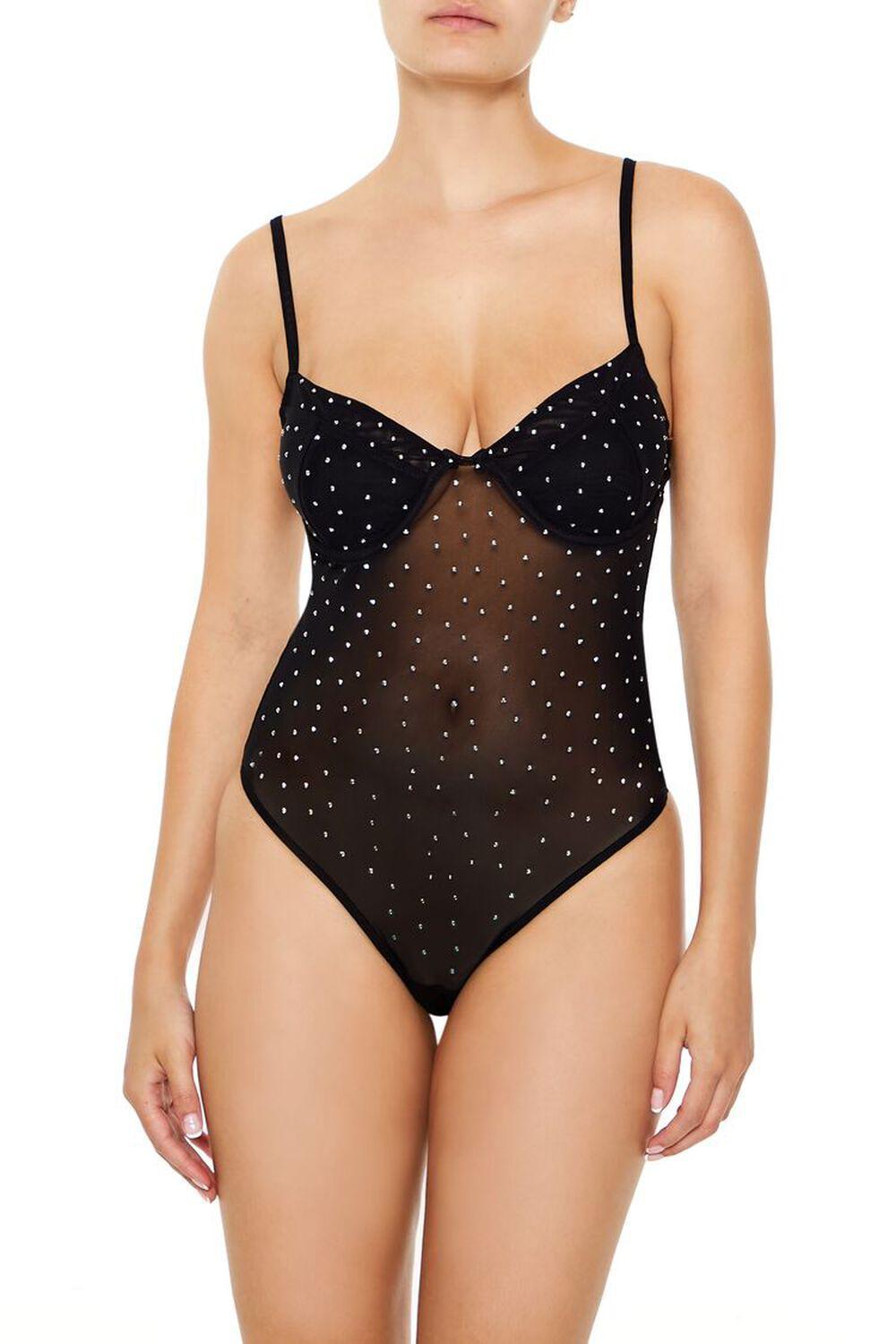 Rhinestone Mesh Thong Bodysuit | Forever 21 Product Image