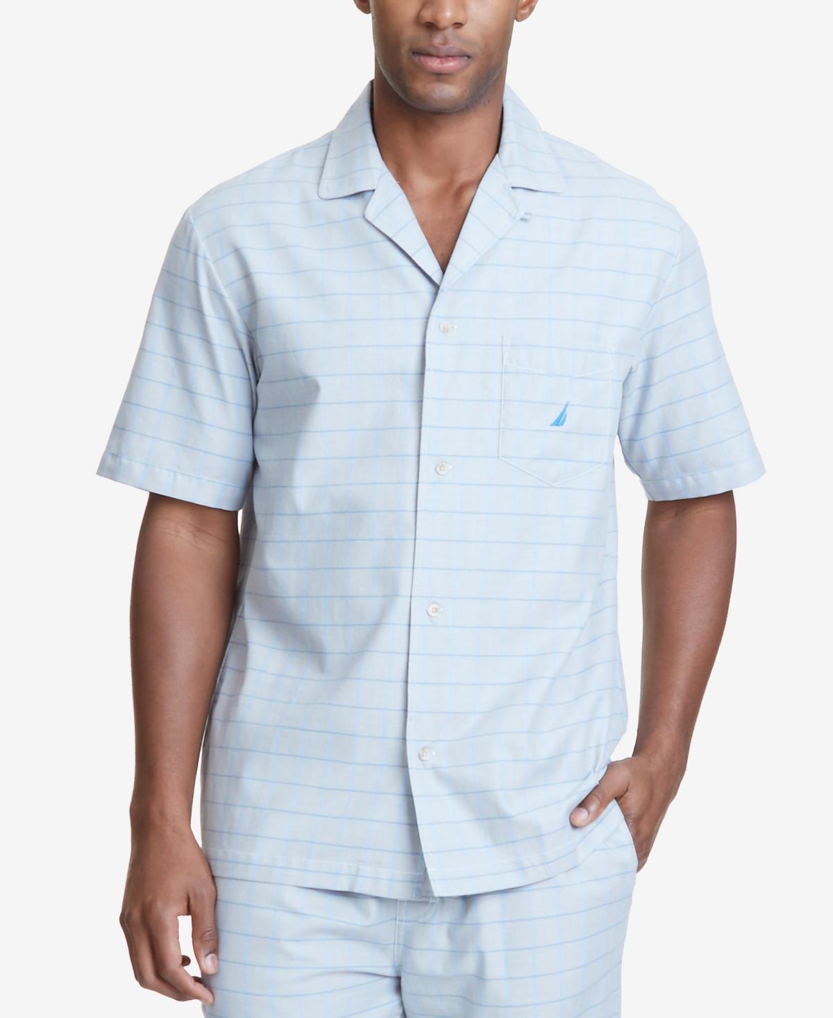 Nautica Mens Windowpane Plaid Cotton Pajama Shirt Product Image