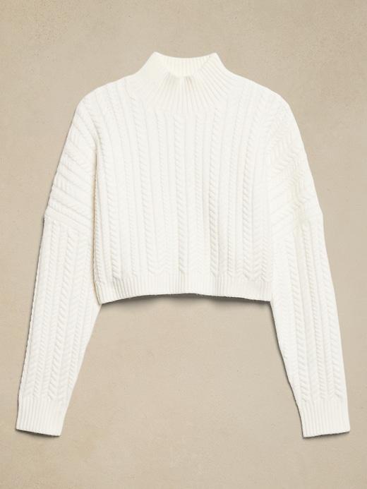 Cropped Cable Turtleneck Sweater Product Image