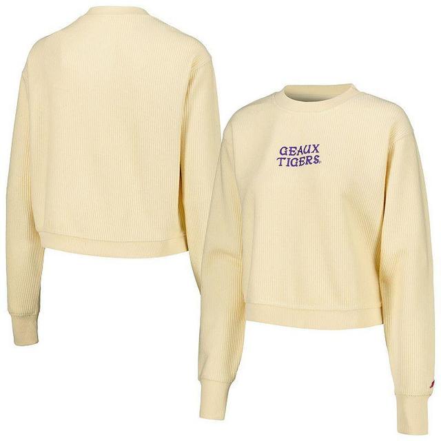 Womens League Collegiate Wear Cream LSU Tigers Timber Cropped Pullover Sweatshirt Product Image