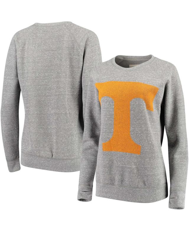 Womens Pressbox Heathered Gray Tennessee Volunteers Big Team Logo Knobi Fleece Tri-Blend Crew Neck Sweatshirt Product Image