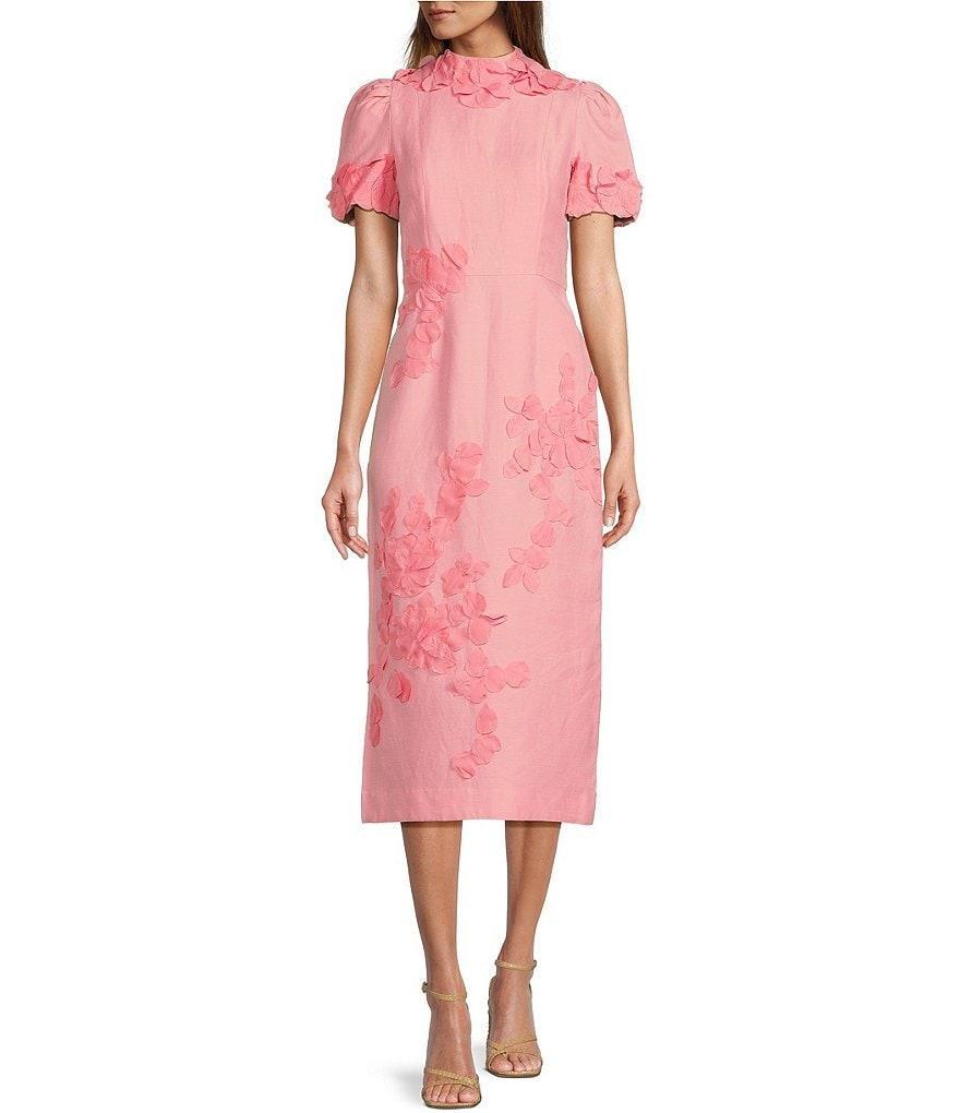 Antonio Melani Willow Floral Applique Mock Neck Short Sleeve Midi Dress Product Image