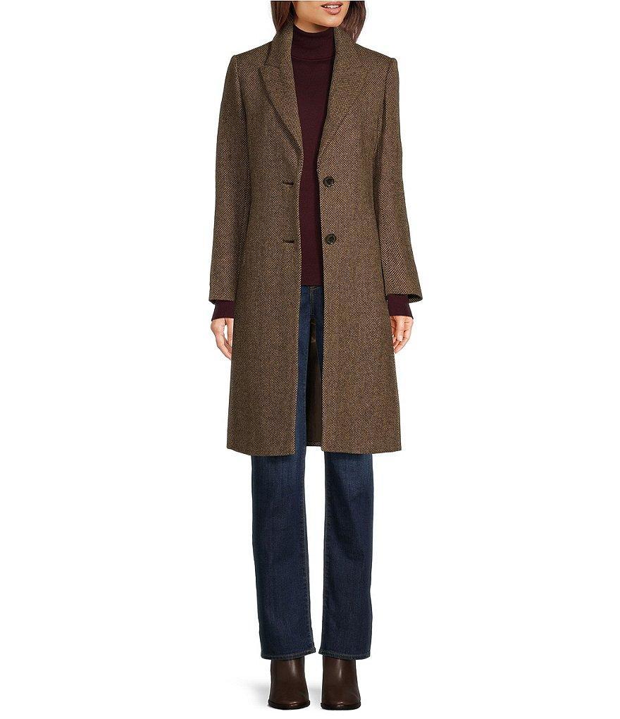 Lauren Ralph Lauren Single Breasted Wool Blend Notch Collar Reefer Trench Coat product image