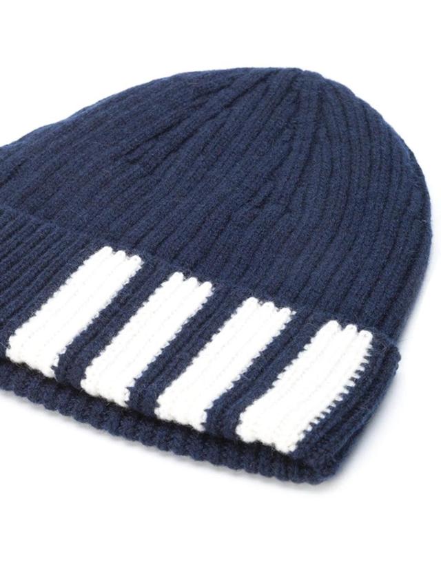 Cashmere Ribbed-knit Beanie In Blue Product Image