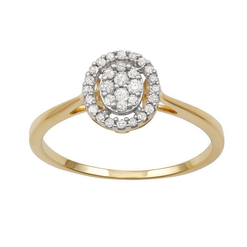 HDI 10k Gold 1/5 Carat T.W. Diamond Cluster Ring, Womens Product Image