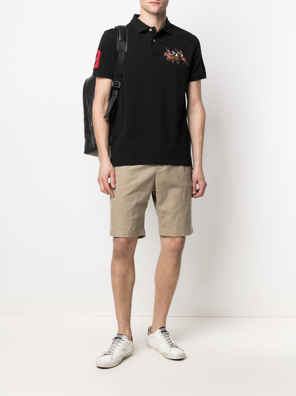 POLO RALPH LAUREN Embroidered Match Slim-fit Polo Shirt In Black Product Image