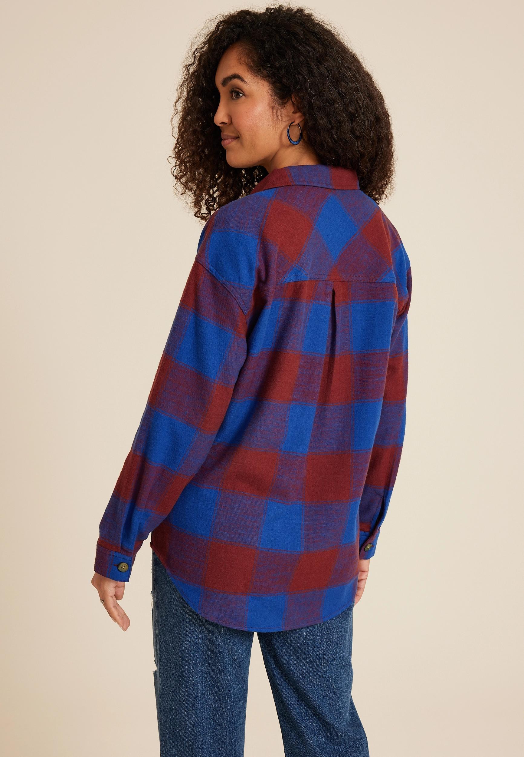 Cabin Plaid Boyfriend Tunic Shirt Product Image