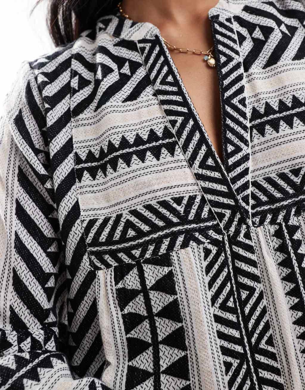 Accessorize stripe mini beach kaftan in brown and white Product Image